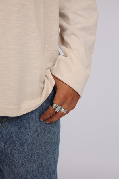 חולצה ארוכה כותנה - אבן