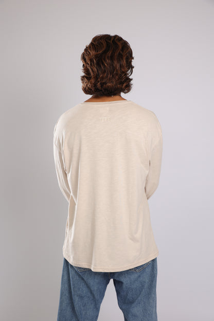 חולצה ארוכה כותנה - אבן