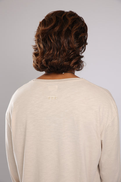 חולצה ארוכה כותנה - אבן