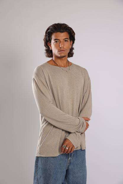 חולצה ארוכה פשתן - זית