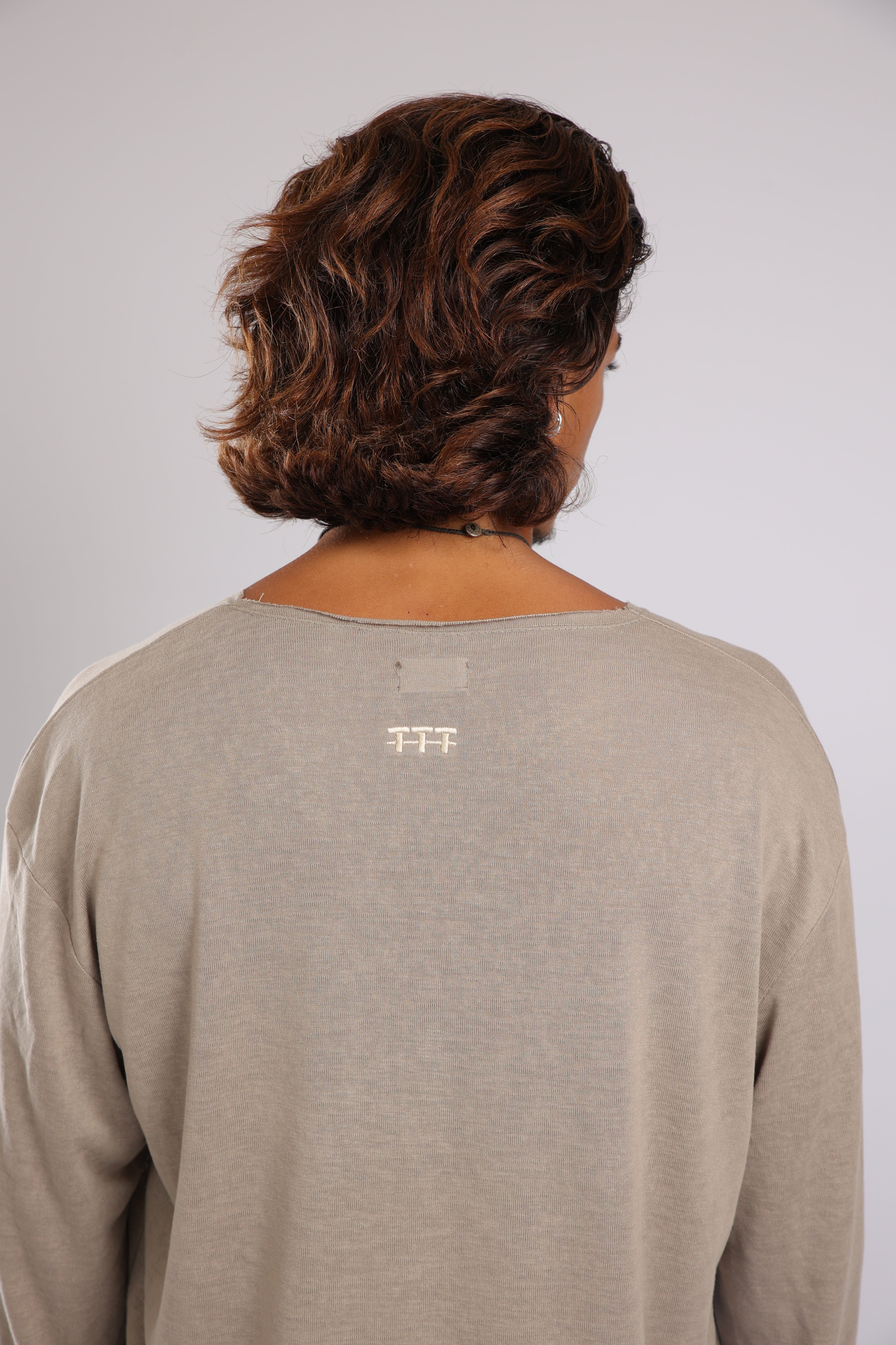 חולצה ארוכה פשתן - זית