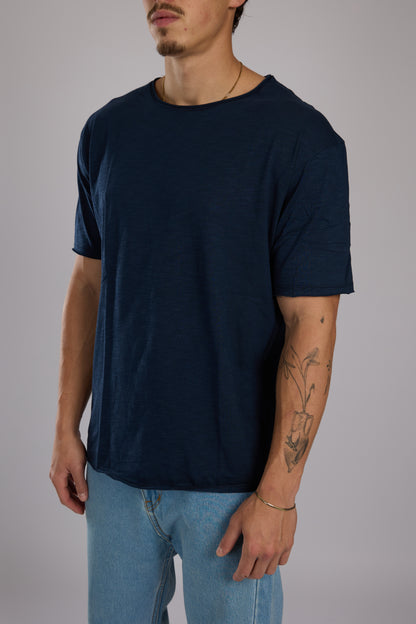 חולצה קצרה כותנה - כחול נייבי