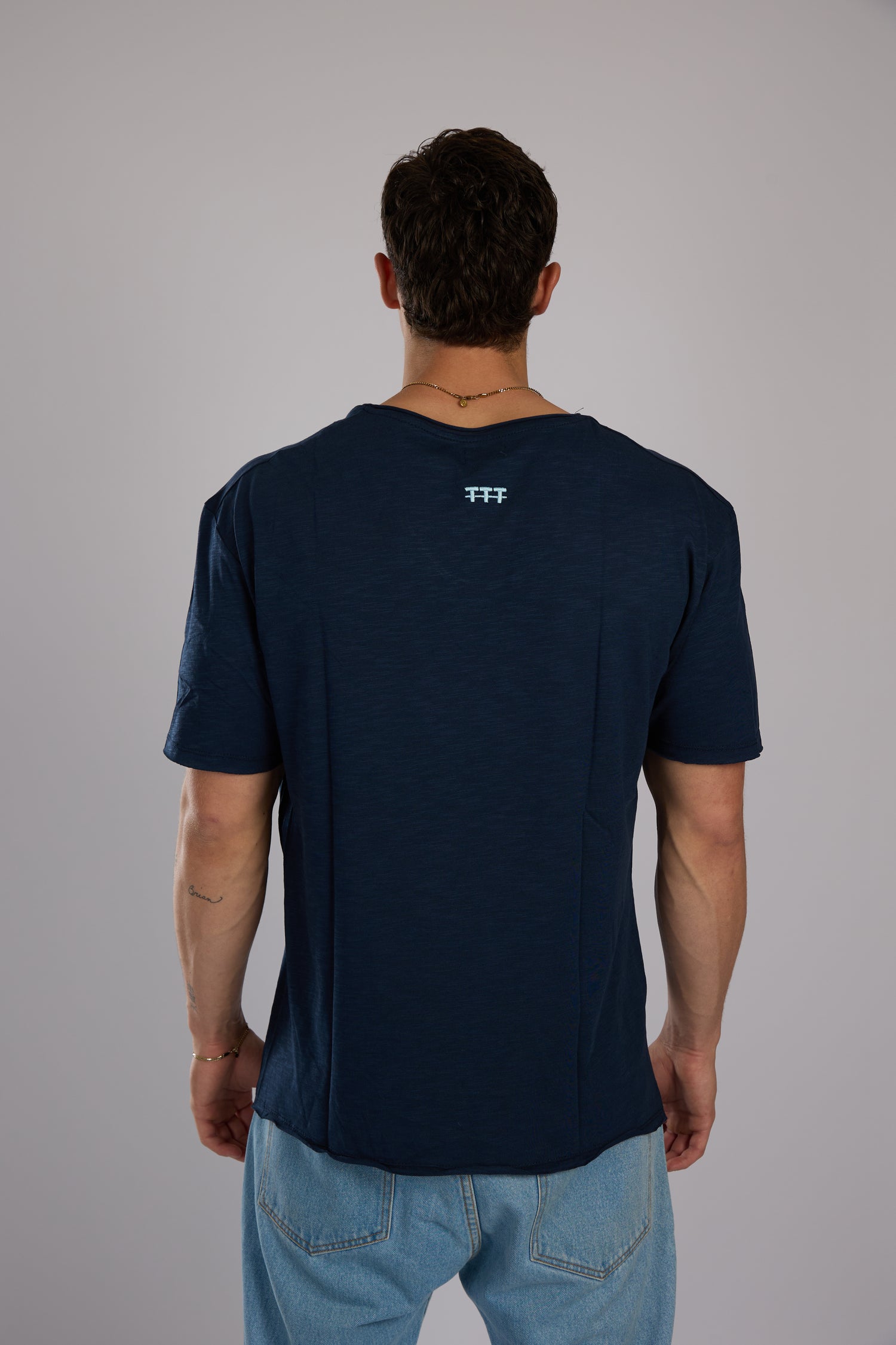 חולצה קצרה כותנה - כחול נייבי