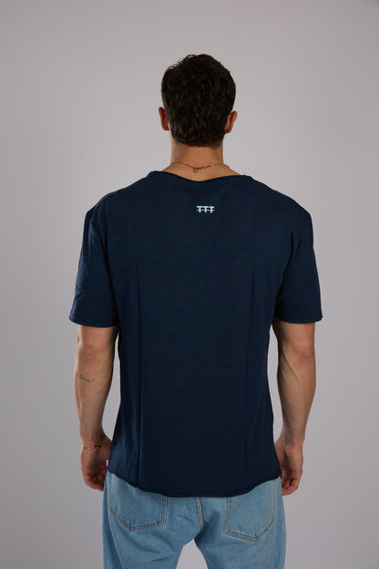 חולצה קצרה כותנה - כחול נייבי