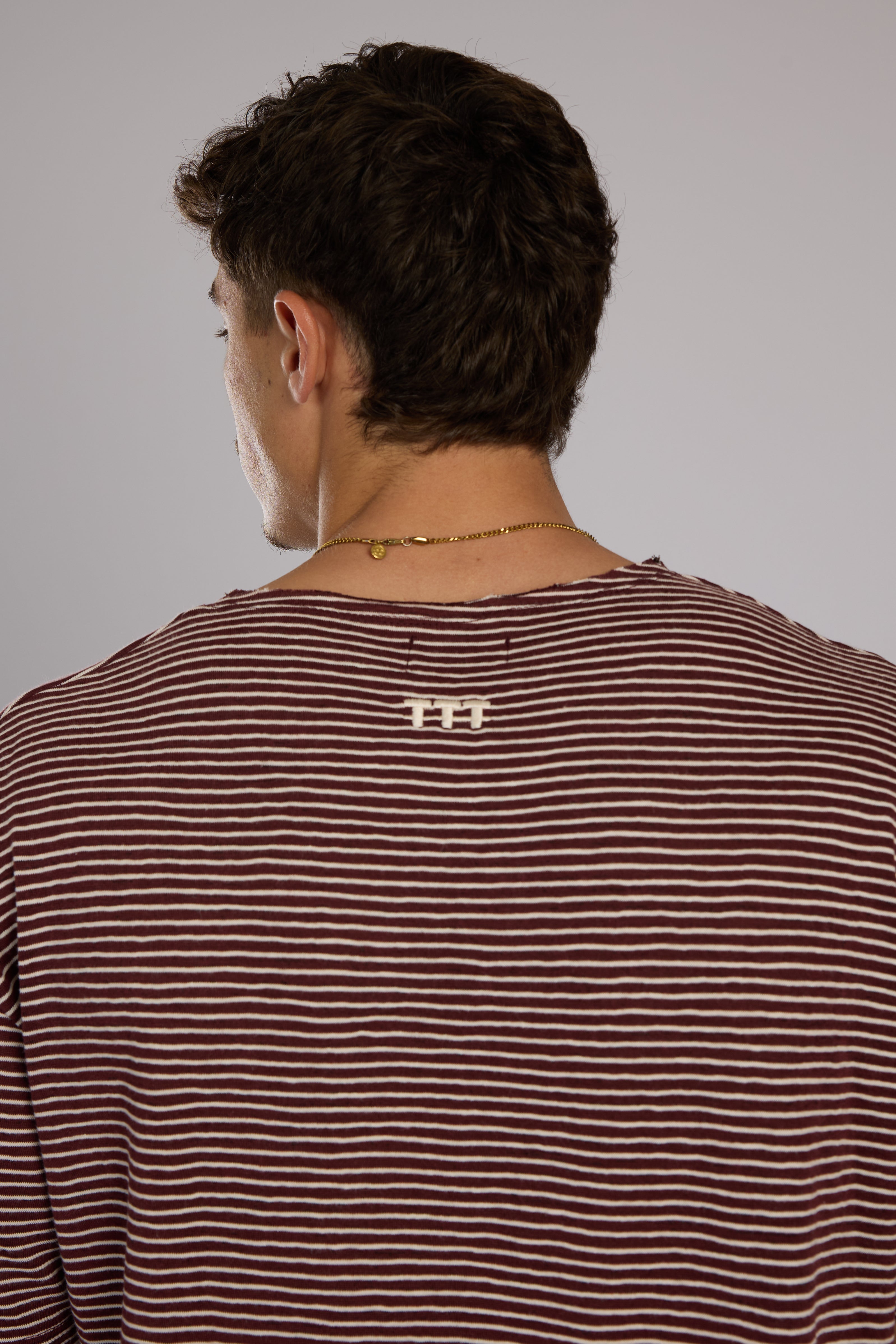 חולצה פסים קצרה - בורדו