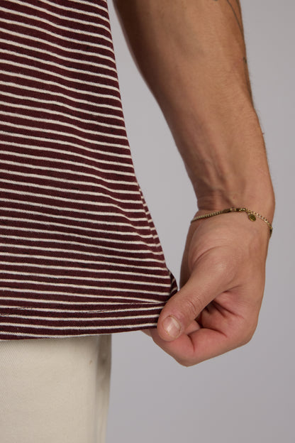 חולצה פסים קצרה - בורדו