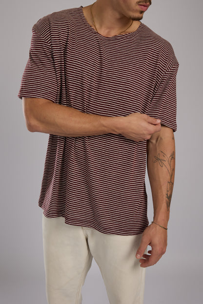 חולצה פסים קצרה - בורדו