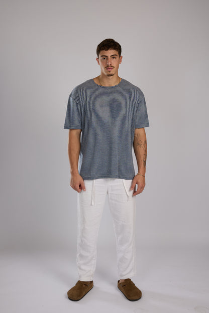 חולצה פסים קצרה - כחול