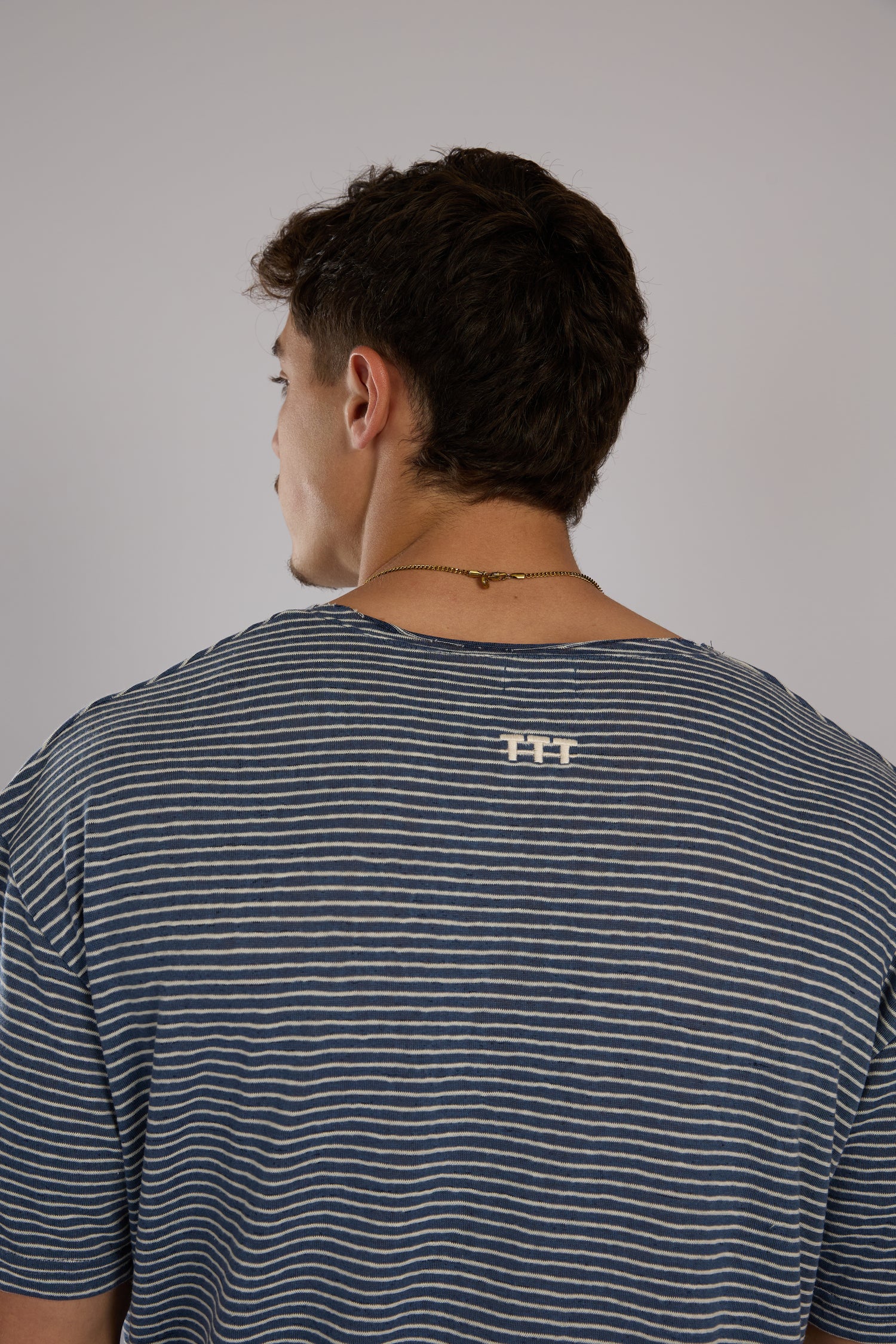 חולצה פסים קצרה - כחול