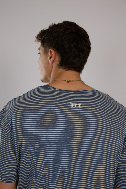 חולצה פסים קצרה - כחול