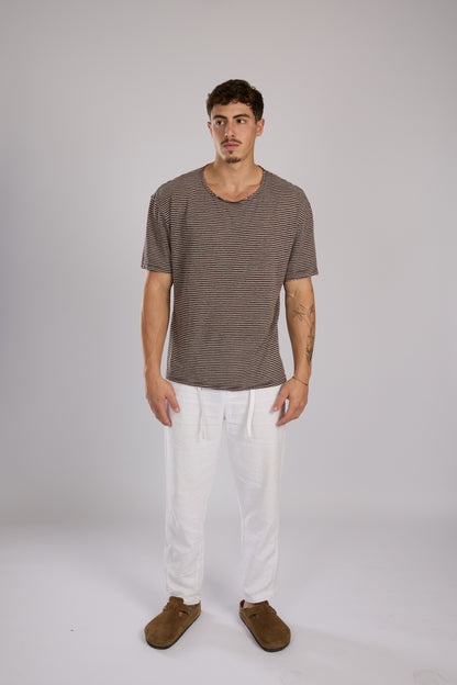 חולצה פסים קצרה - חום