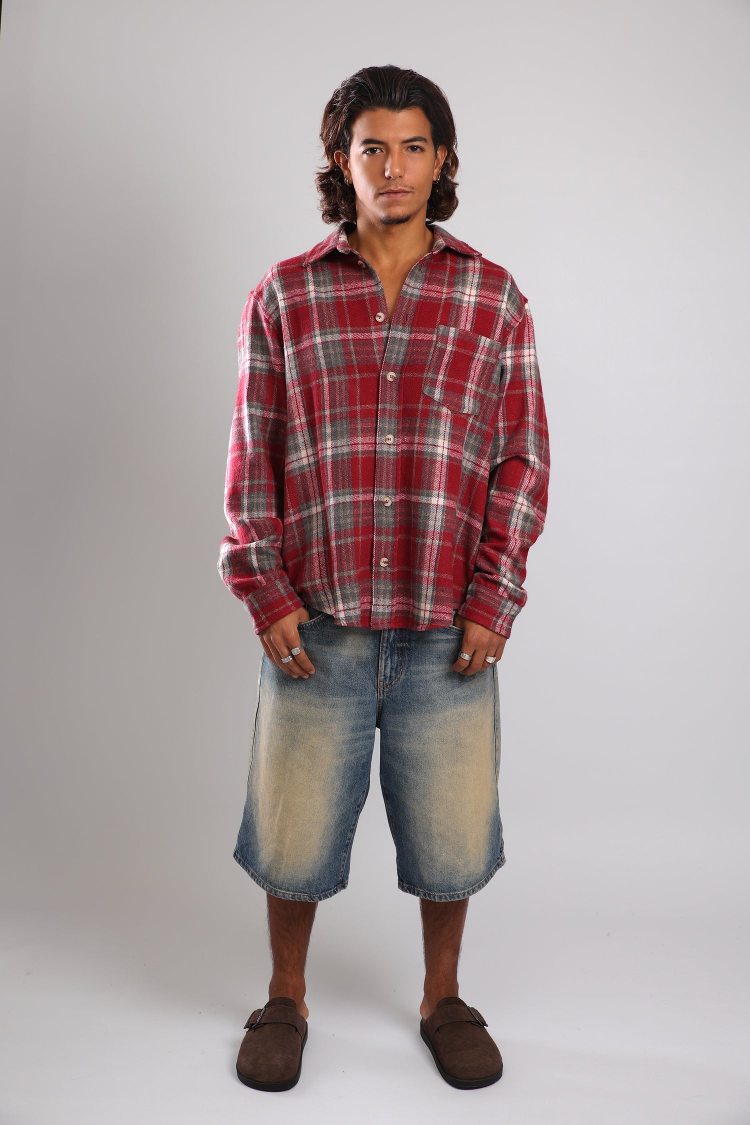 מכופתרת פלנל - אדום