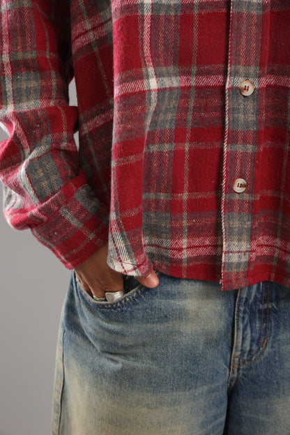 מכופתרת פלנל - אדום