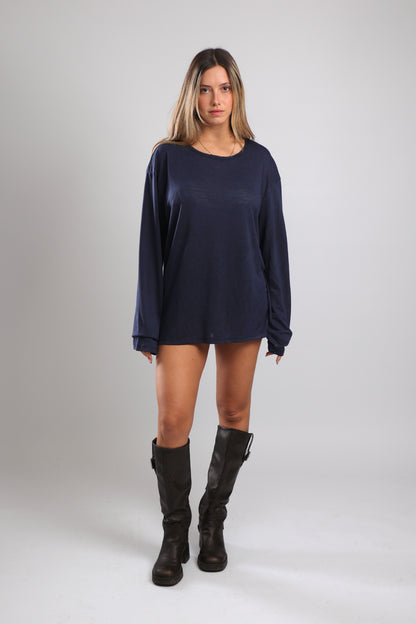 חולצה ארוכה לנשים - כחול כהה