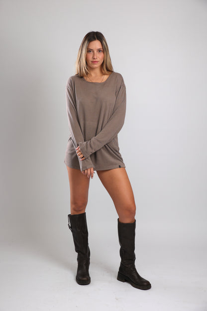 חולצה ארוכה לנשים - חום