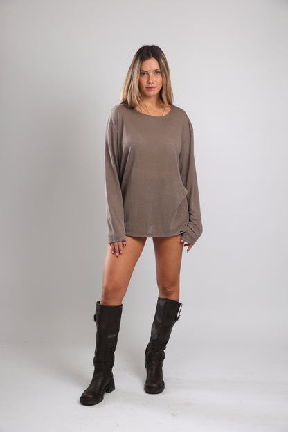 חולצה ארוכה לנשים - חום