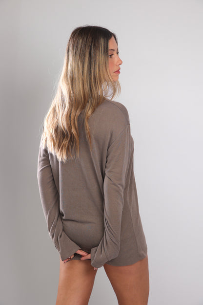 חולצה ארוכה לנשים - חום