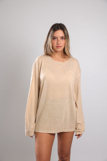 חולצה ארוכה לנשים - אבן