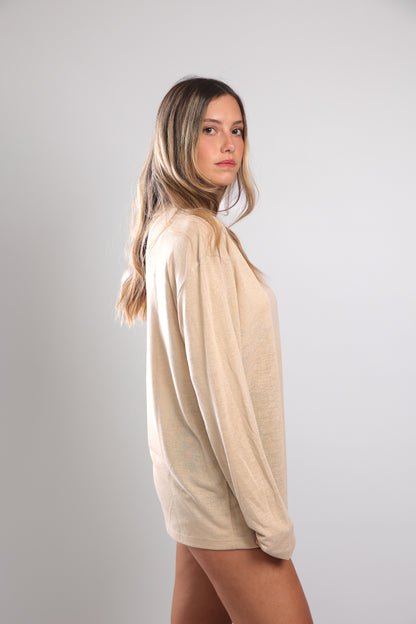 חולצה ארוכה לנשים - אבן