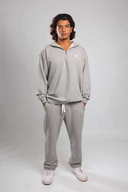 סוושירט חצי רוכסן - אפור מלאנז