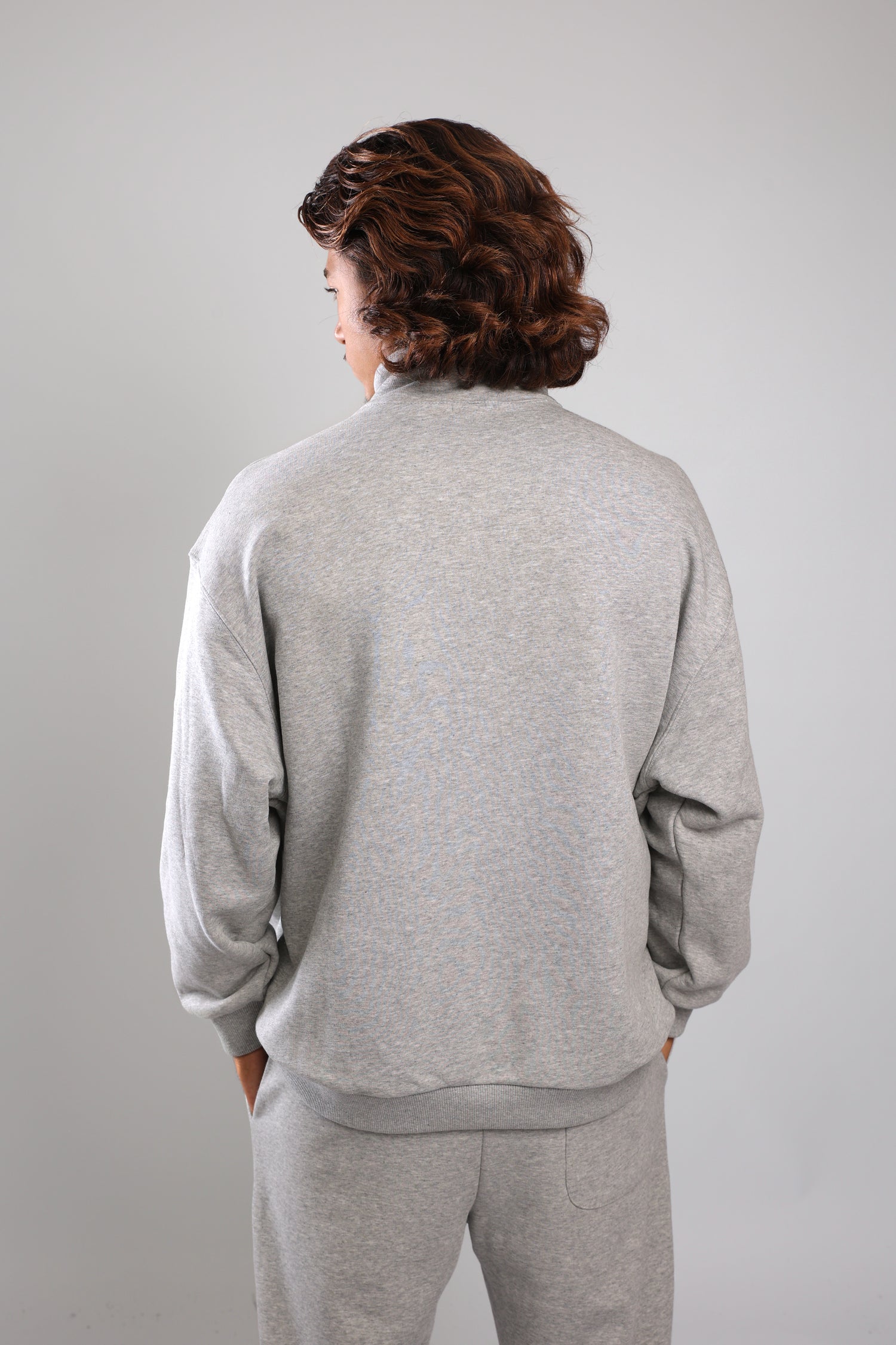 סוושירט חצי רוכסן - אפור מלאנז