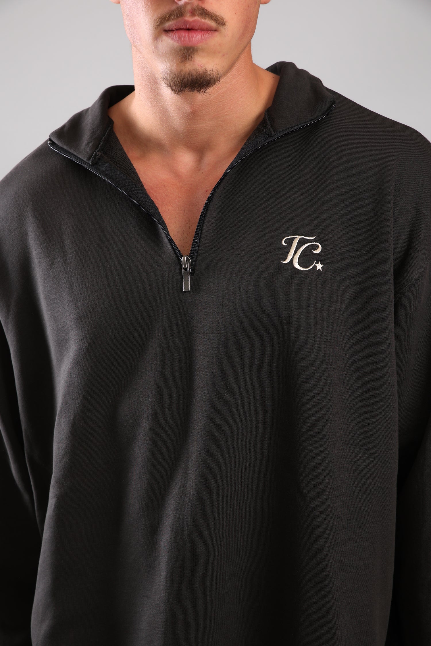 סוושירט חצי רוכסן - פחם