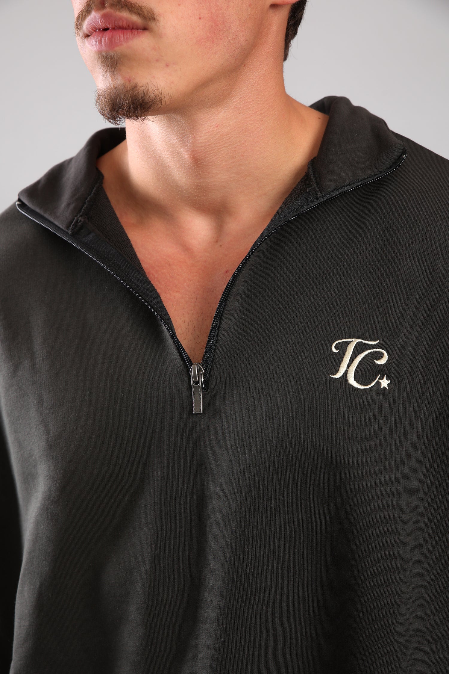 סוושירט חצי רוכסן - פחם