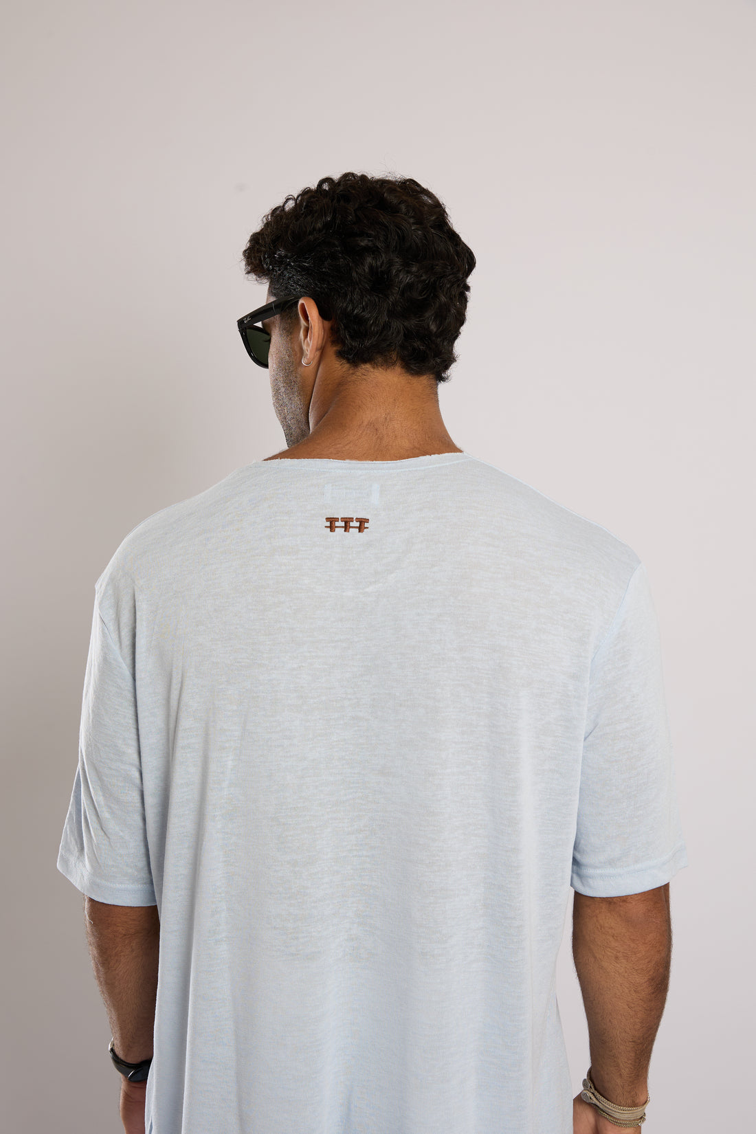 חולצה קצרה פשתן - תכלת