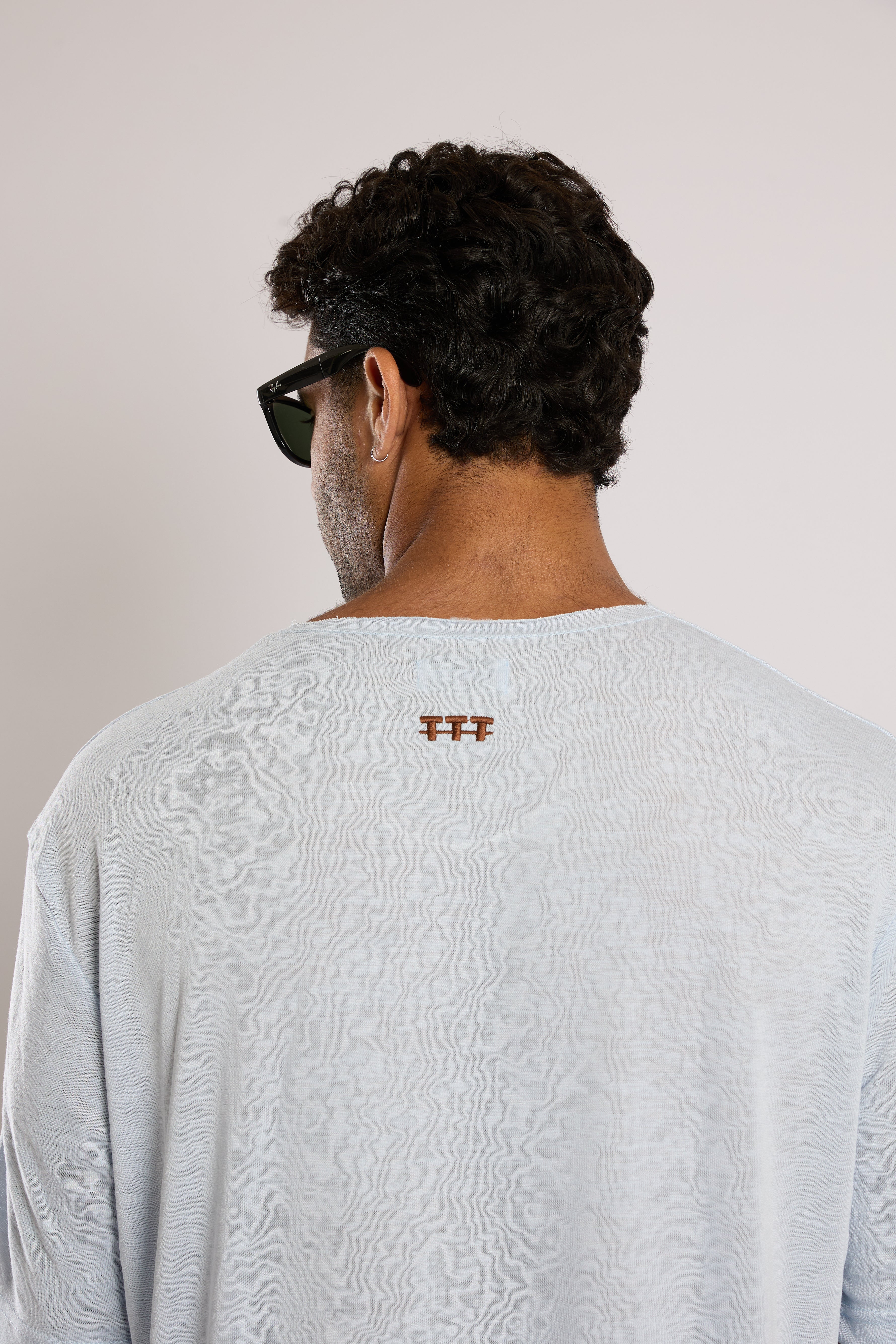 חולצה קצרה פשתן - תכלת