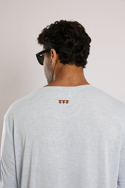 חולצה קצרה פשתן - תכלת