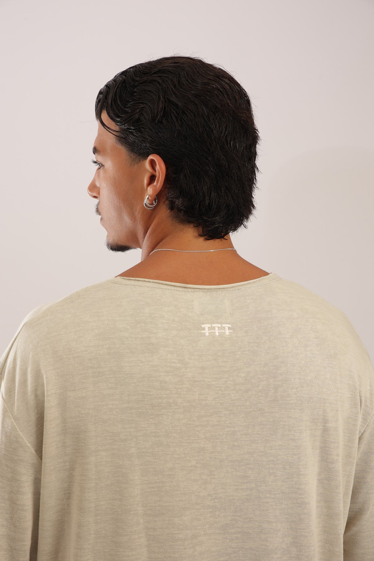 חולצה קצרה פשתן - זית בהיר