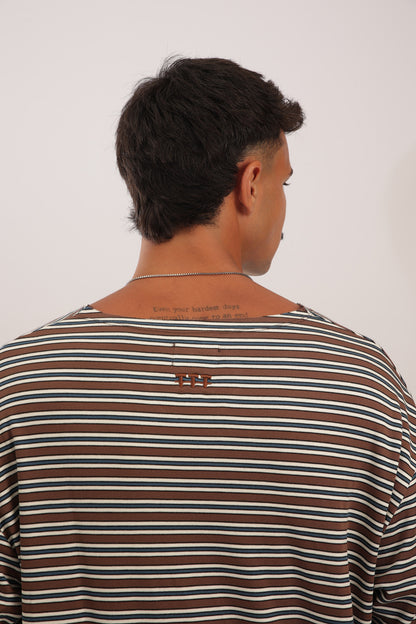סימפוניה פסים קצר - כחול חום