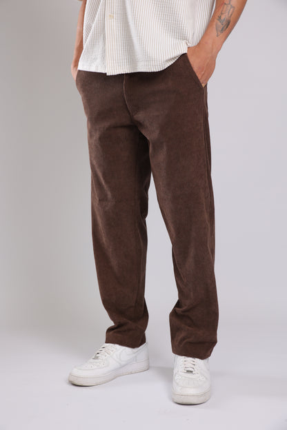 מכנס קורדרוי ארוך לגברים - חום