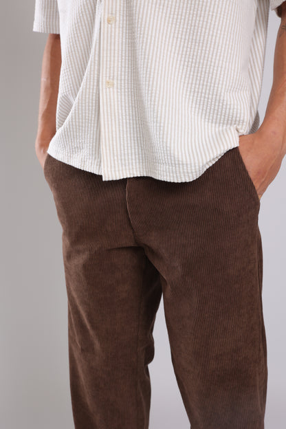 מכנס קורדרוי ארוך לגברים - חום
