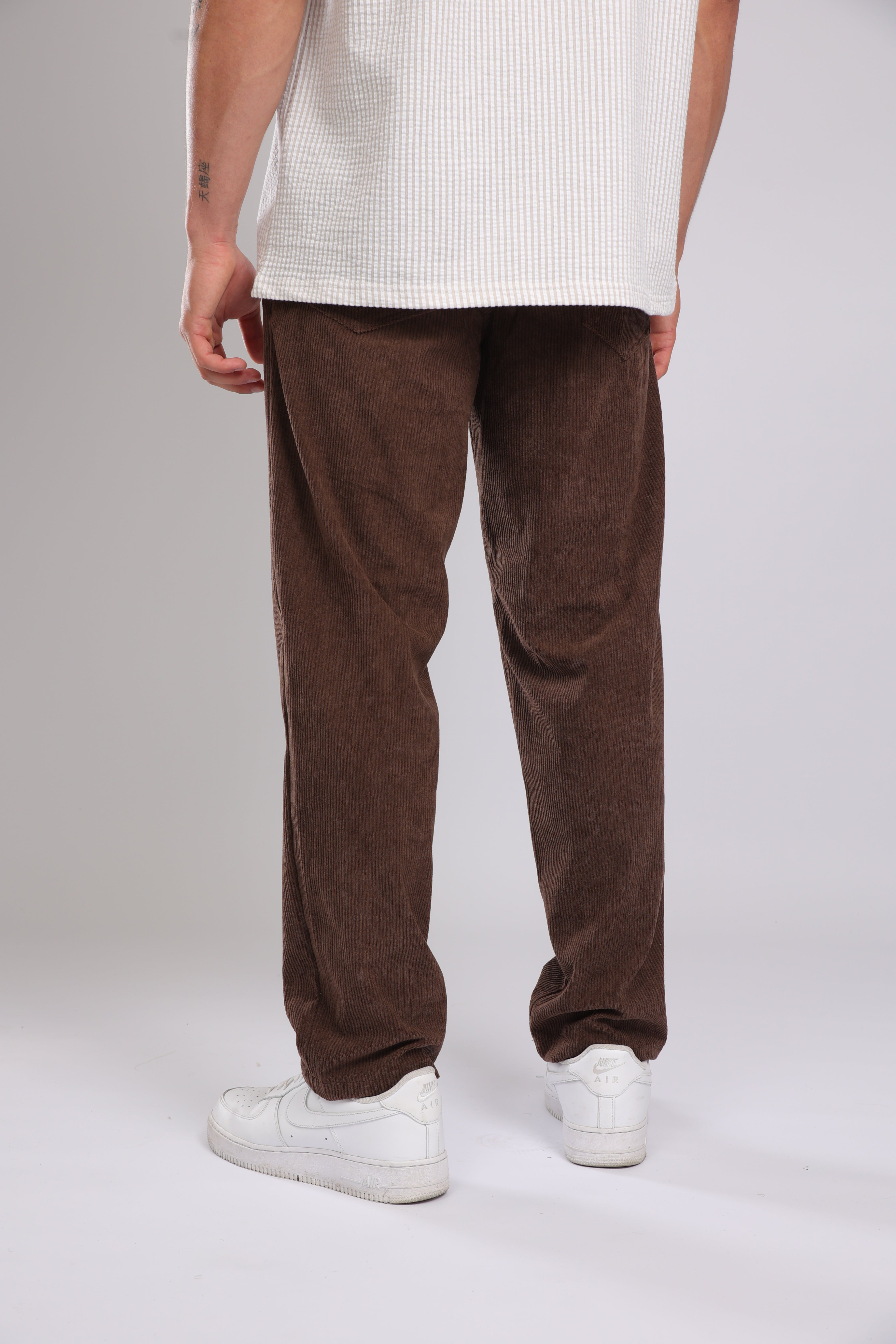 מכנס קורדרוי ארוך לגברים - חום