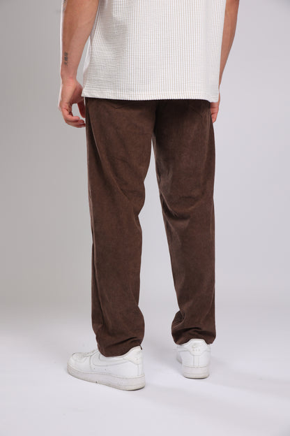מכנס קורדרוי ארוך לגברים - חום