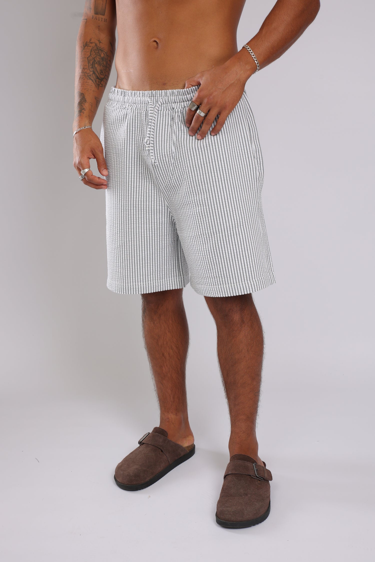 מכנס פסים - אפור