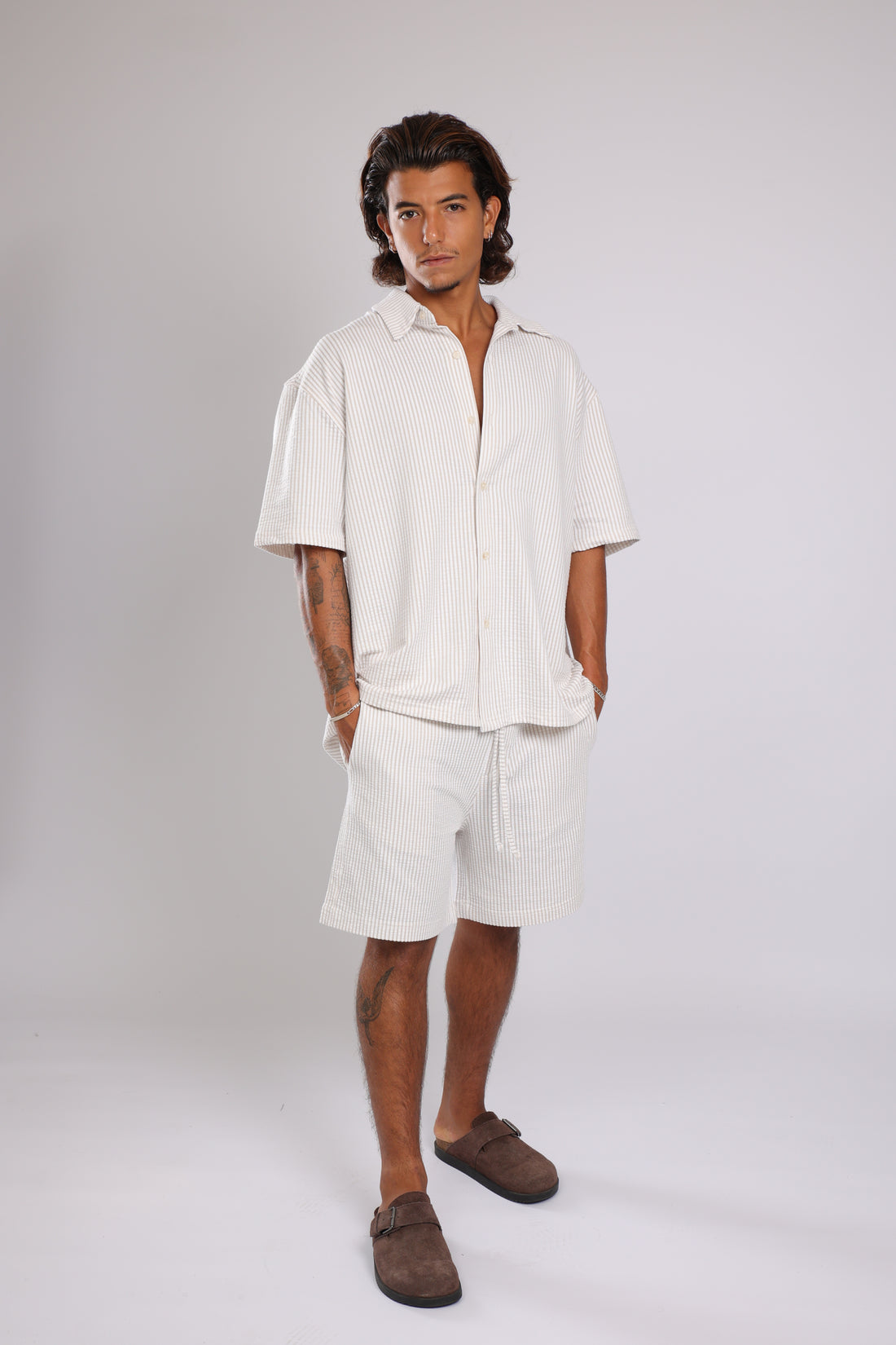 מכנס פסים - שמנת