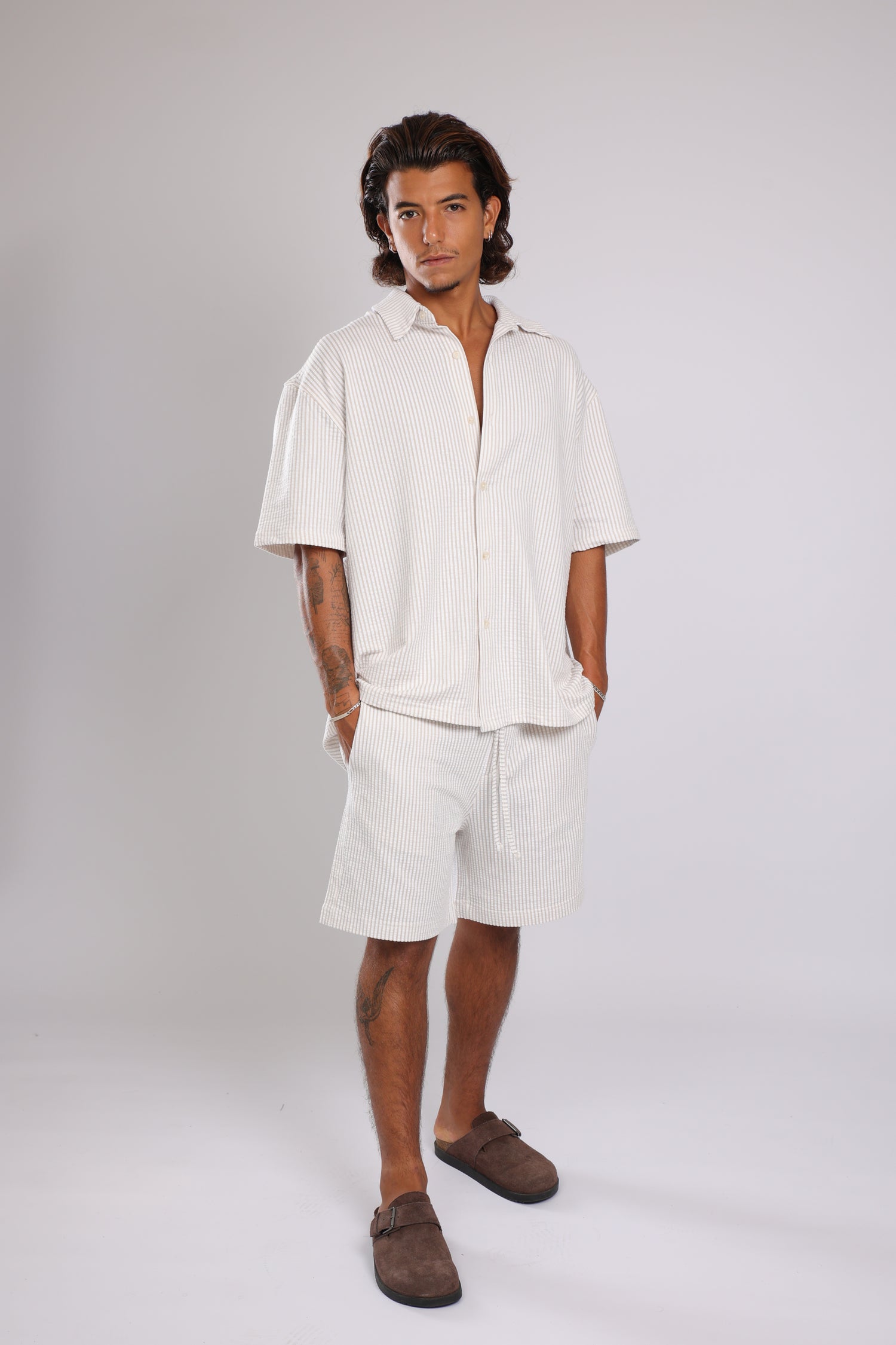 מכנס פסים - שמנת