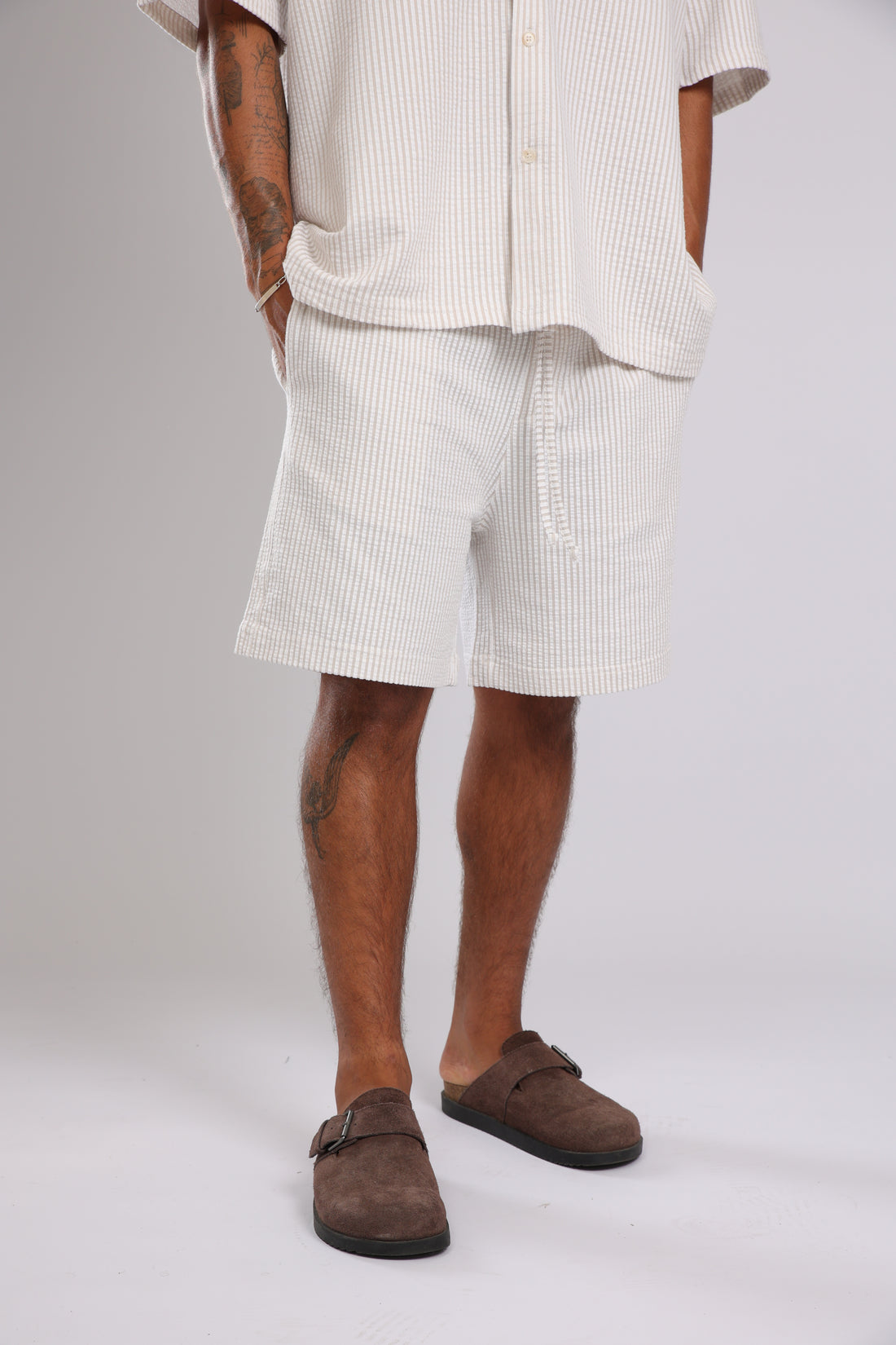 מכנס פסים - שמנת