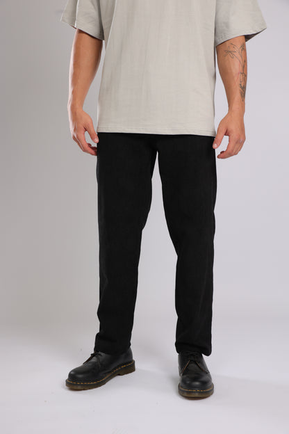 מכנס קורדרוי ארוך לגברים - שחור