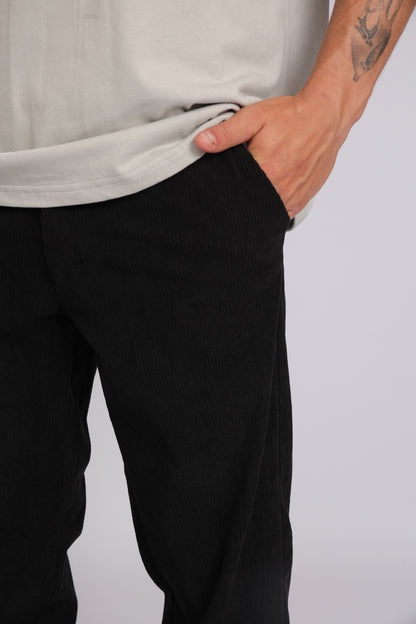 מכנס קורדרוי ארוך לגברים - שחור