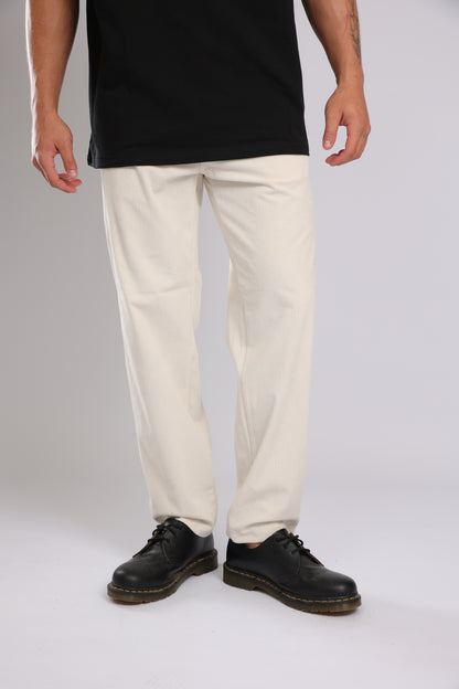 מכנס קורדרוי ארוך לגברים - קרם