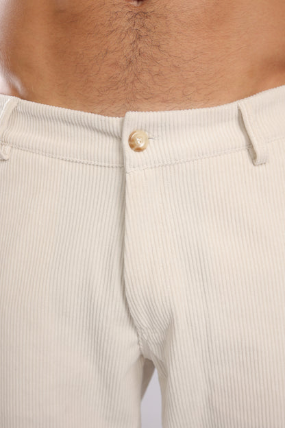 מכנס קורדרוי ארוך לגברים - קרם