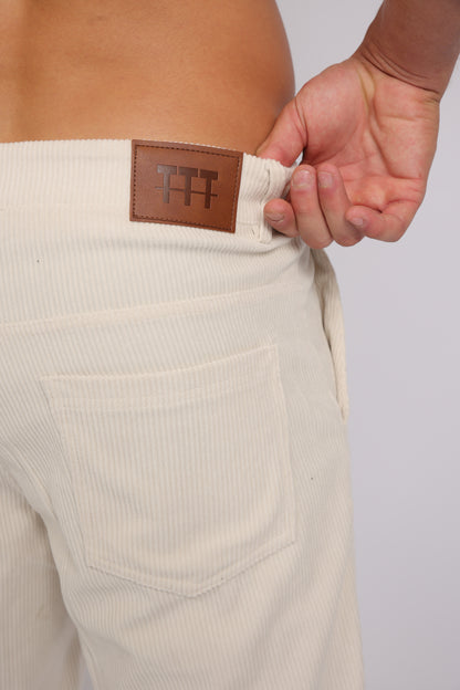 מכנס קורדרוי ארוך לגברים - קרם