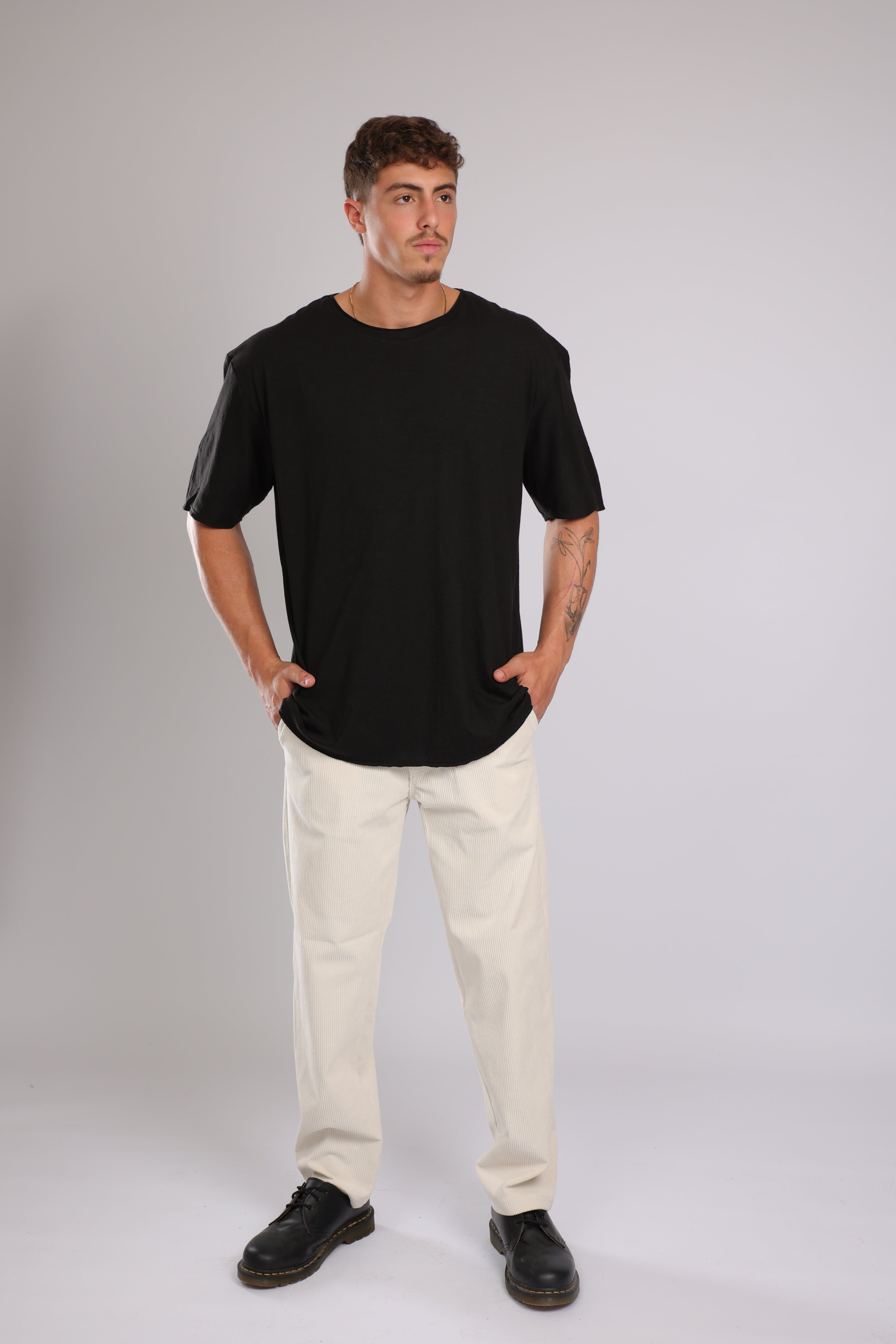 חולצה קצרה כותנה -שחור