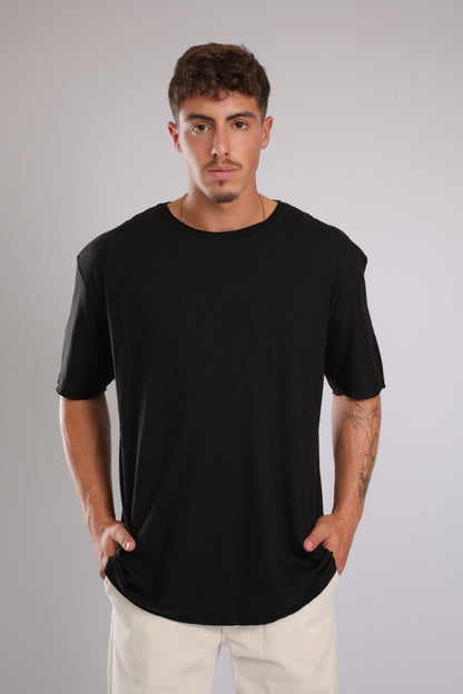 חולצה קצרה כותנה -שחור