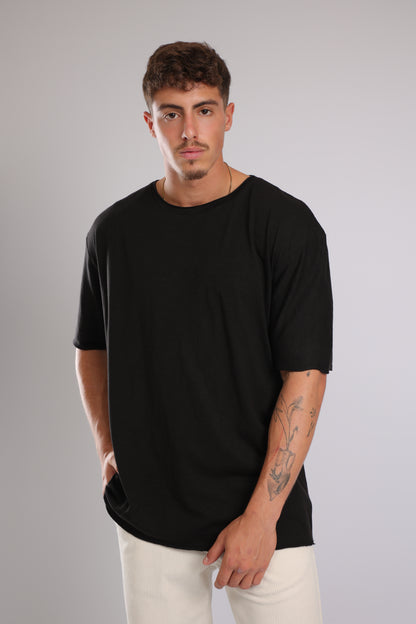 חולצה קצרה כותנה -שחור