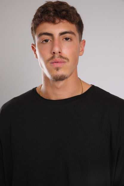 חולצה קצרה כותנה -שחור