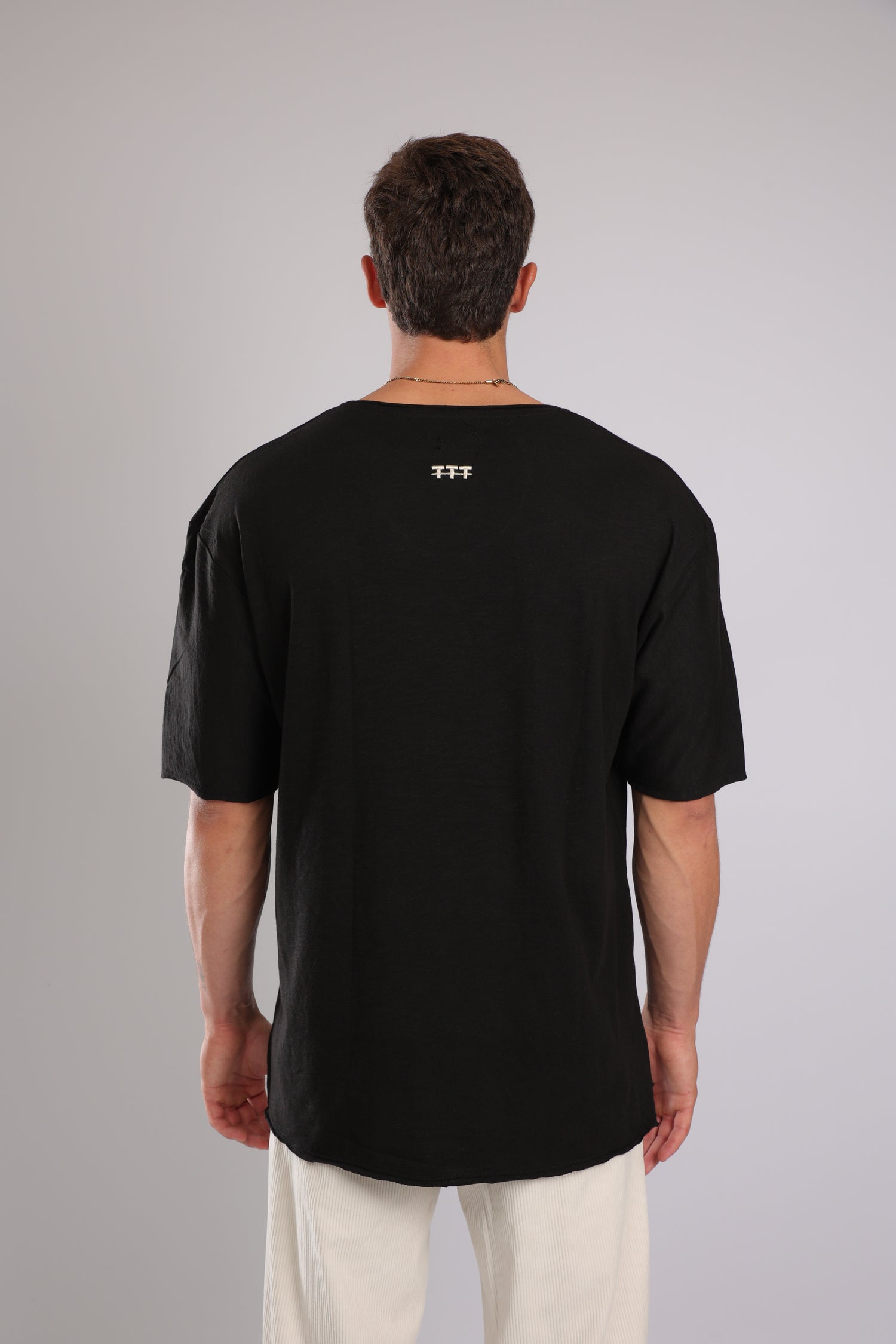 חולצה קצרה כותנה -שחור